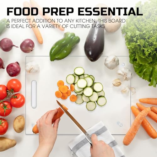 VSAR House Tempered Glass Cutting Board for Kitchen Countertop, 16"x 12" Clear Glass Cutting Board with Handle, Glass Board with Non Anti-Slip Feet, Scratch Resistant, Heat and Shatter Resistan - Image 4
