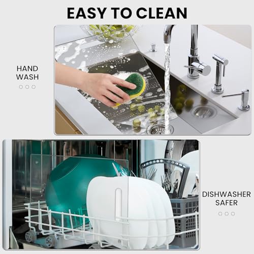 VSAR House Tempered Glass Cutting Board for Kitchen Countertop, 16"x 12" Clear Glass Cutting Board with Handle, Glass Board with Non Anti-Slip Feet, Scratch Resistant, Heat and Shatter Resistan - Image 3