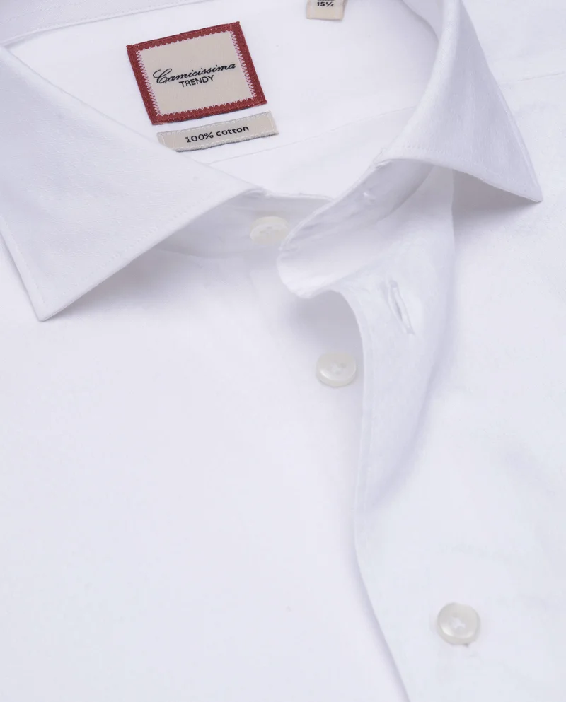 كاميتشسما Trendy Extra Slim Shaped White Dobby Shirt