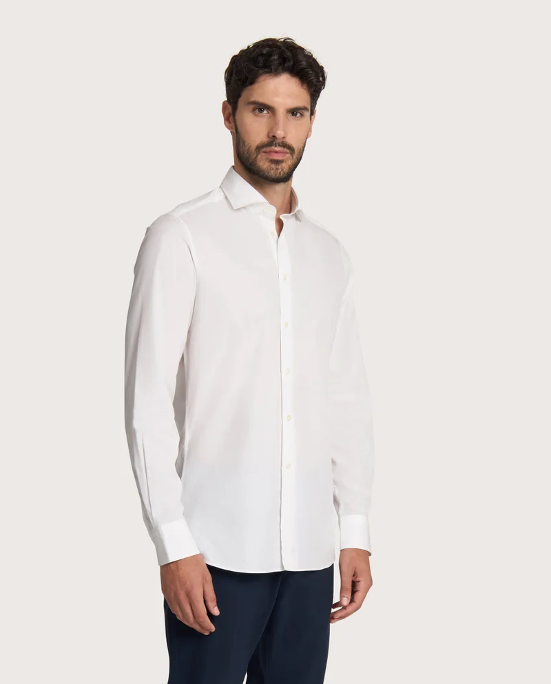 كاميتشسما Trendy Extra Slim Shaped White Dobby Shirt
