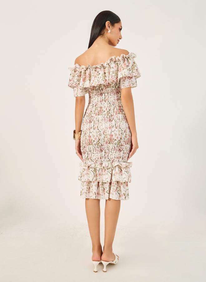 Styli Floral Ruffled Midi Dress  - Image 5