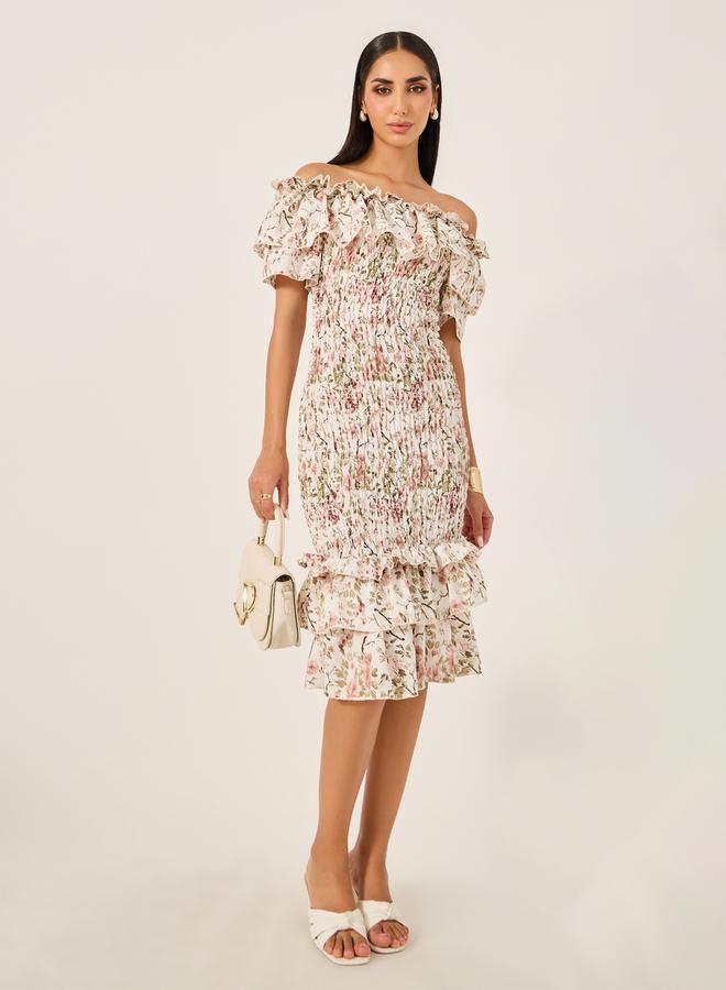 Styli Floral Ruffled Midi Dress  - Image 2