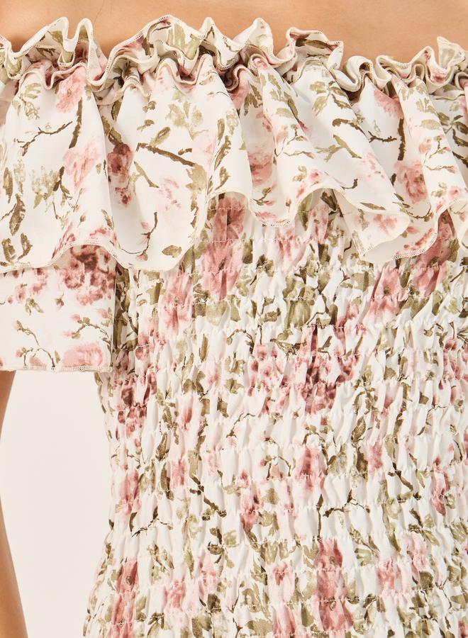 Styli Floral Ruffled Midi Dress  - Image 4