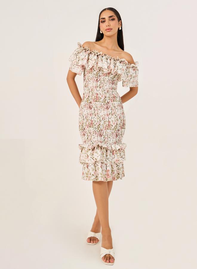 Styli Floral Ruffled Midi Dress  - Image 3