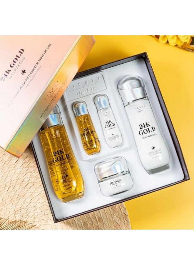 Jigott Signature 24K Gold Essential Skin Care 3 Set Toner, Emulsion, Cream Set (24K Gold) - Image 3