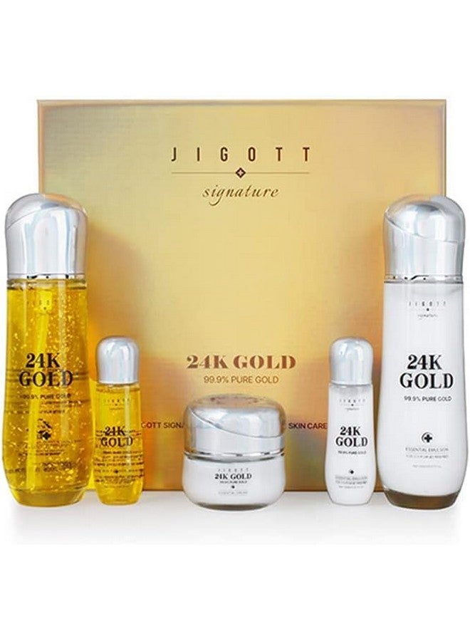 Jigott Signature 24K Gold Essential Skin Care 3 Set Toner, Emulsion, Cream Set (24K Gold) - Image 1