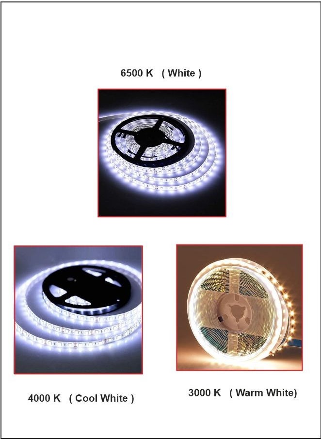 Wintex led 12v flexible led strips light  Warm white 3000k cool white 4000k  and white 6500k 5meter length