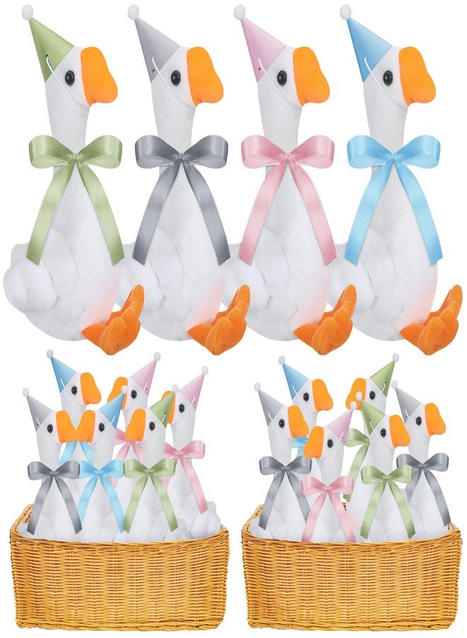 Blueweenly 12 Sets Silly Goose Birthday Decor 1st Adopt a Goose Party Favor Gift 7.1 Inch Stuffed Animal with Mini Party Hat and Ribbon for Christmas Birthday Gift(Elegant,Colorful) - Image 2