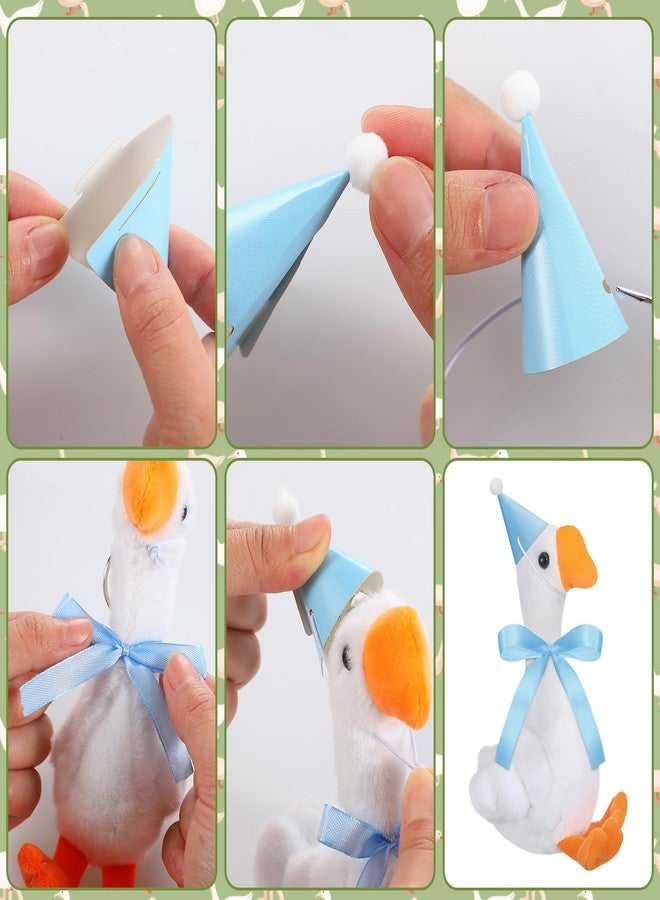 Blueweenly 12 Sets Silly Goose Birthday Decor 1st Adopt a Goose Party Favor Gift 7.1 Inch Stuffed Animal with Mini Party Hat and Ribbon for Christmas Birthday Gift(Elegant,Colorful) - Image 4