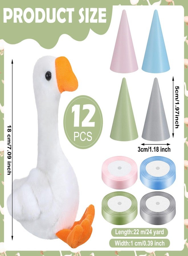 Blueweenly 12 Sets Silly Goose Birthday Decor 1st Adopt a Goose Party Favor Gift 7.1 Inch Stuffed Animal with Mini Party Hat and Ribbon for Christmas Birthday Gift(Elegant,Colorful) - Image 3