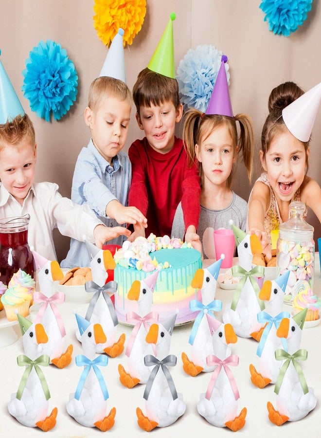 Blueweenly 12 Sets Silly Goose Birthday Decor 1st Adopt a Goose Party Favor Gift 7.1 Inch Stuffed Animal with Mini Party Hat and Ribbon for Christmas Birthday Gift(Elegant,Colorful) - Image 5