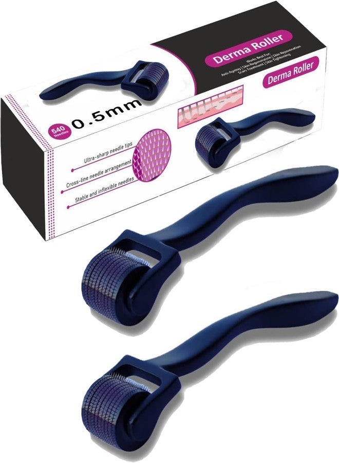 Fealtin 2 Pack of 0.5mm Derma Roller Microneedle Roller For Face Microneedling Beard Growth Kit Hair Growth Beard Care Kit For Women and Men Skin Care Micro Needle Roller Scalp Roller -2 Pcs - Image 1