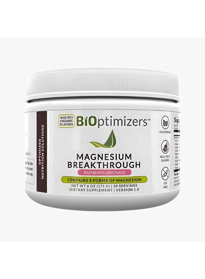 BiOptimizers MAGNESIUM BREAK THROUGH 174 GRAM- RASPBERRY-LEMONADE - Image 1