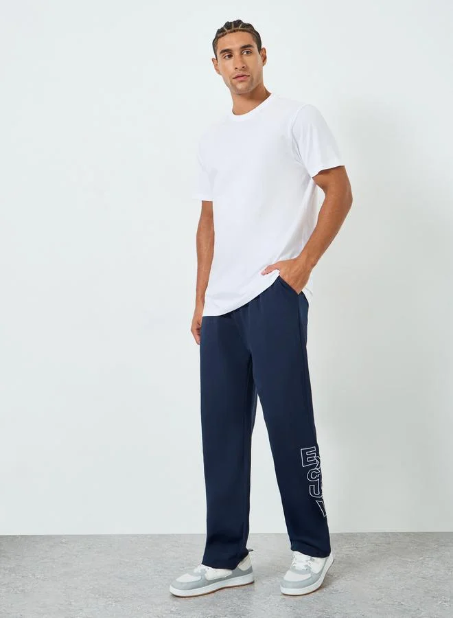 Styli  Men Straight Leg Terry Tonal Embroidery Joggers for Men | Best Price UAE