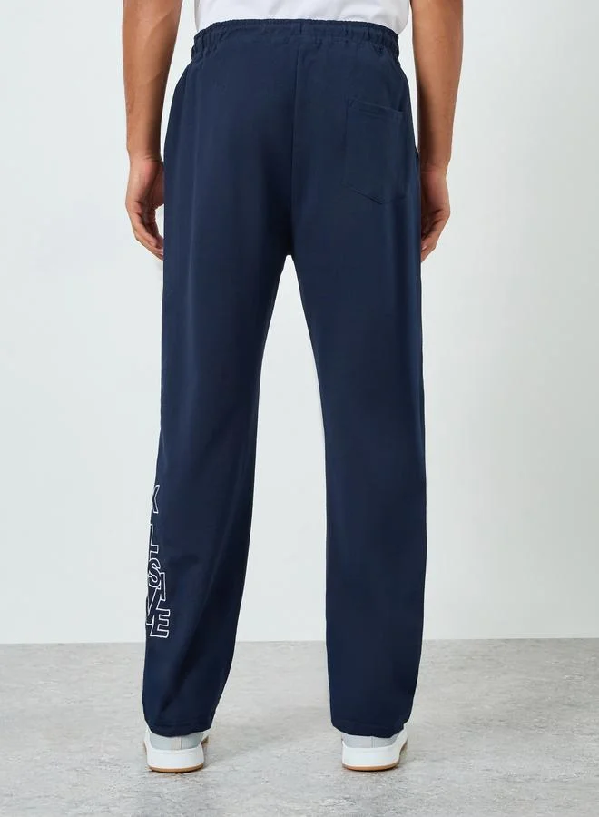 Styli  Men Straight Leg Terry Tonal Embroidery Joggers for Men | Best Price UAE