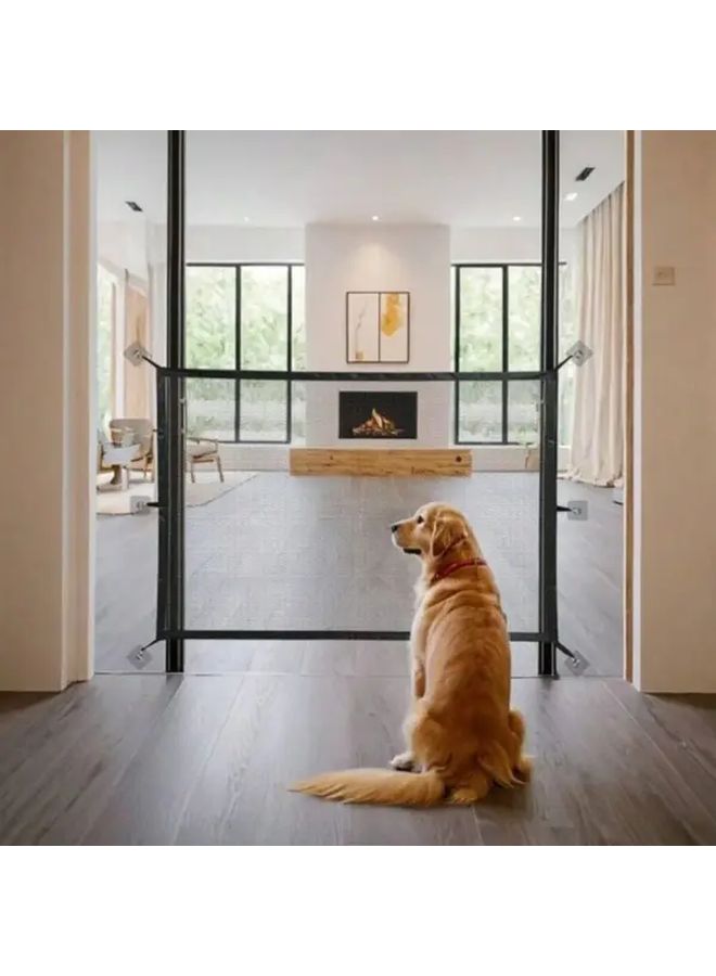 Foldable Pet Barrier Breathable Nylon Mesh Dog Gate For Stairs Doorways Easy Setup No Hole Installation Small - Image 5