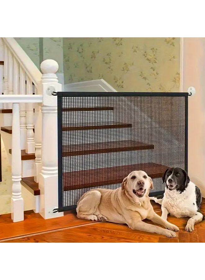 Foldable Pet Barrier Breathable Nylon Mesh Dog Gate For Stairs Doorways Easy Setup No Hole Installation Small - Image 1