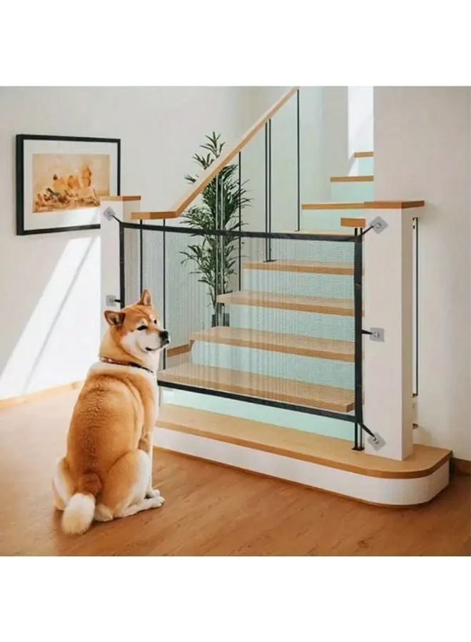 Foldable Pet Barrier Breathable Nylon Mesh Dog Gate For Stairs Doorways Easy Setup No Hole Installation Small - Image 2