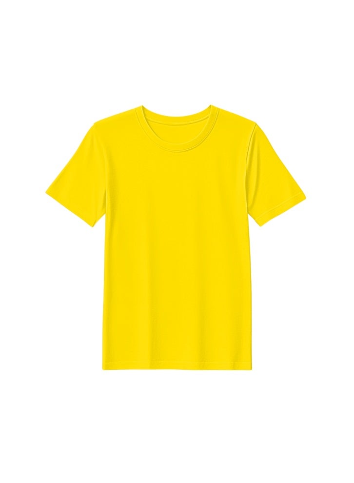BYFT Threads Round Neck Plain T-Shirt - Yellow (Large, Polycotton, Pantone C, Set of 01 Pcs) - Image 1