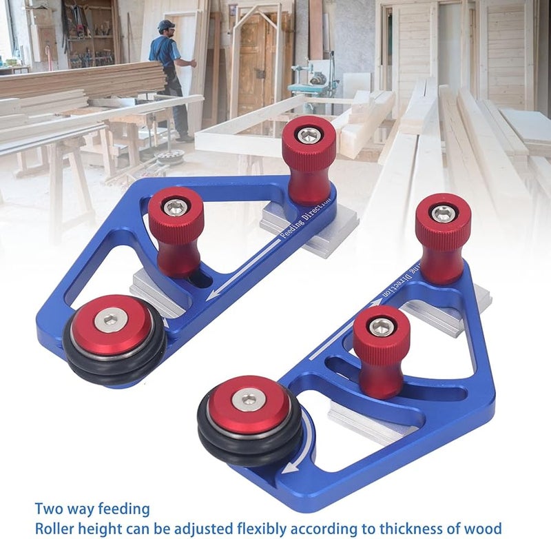 Aluminum Alloy Woodworking Bearing Roller Feeder Adjustable Height Shockproof Double Roller For Table Saw Band Saw - Image 3