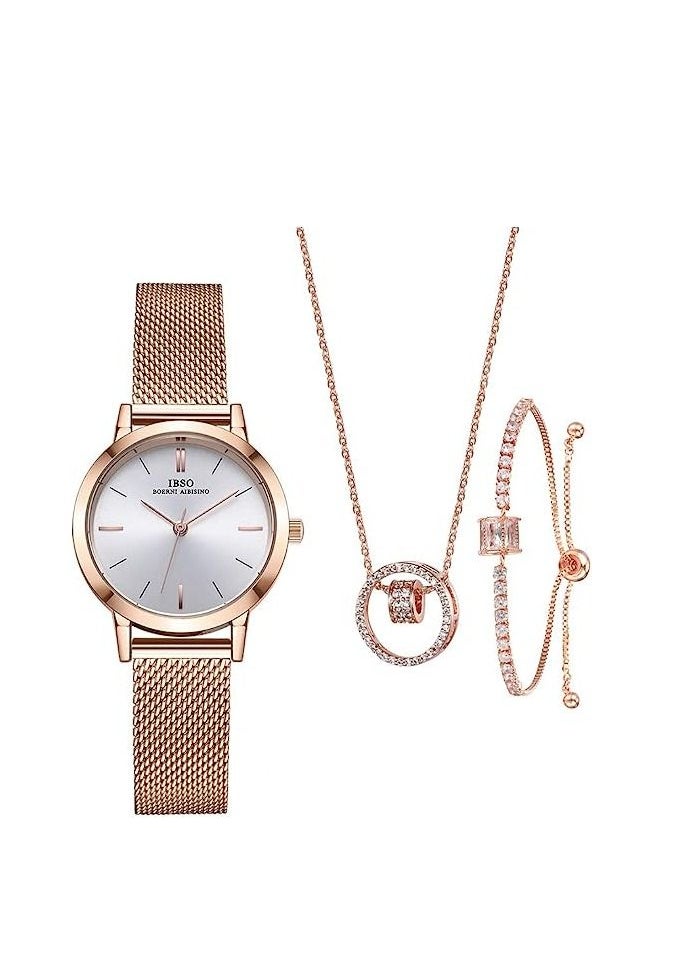 IBSO Watches Sets Gifts for Women Mom Wife Quartz Wrist Necklace Bracelet  - Image 1