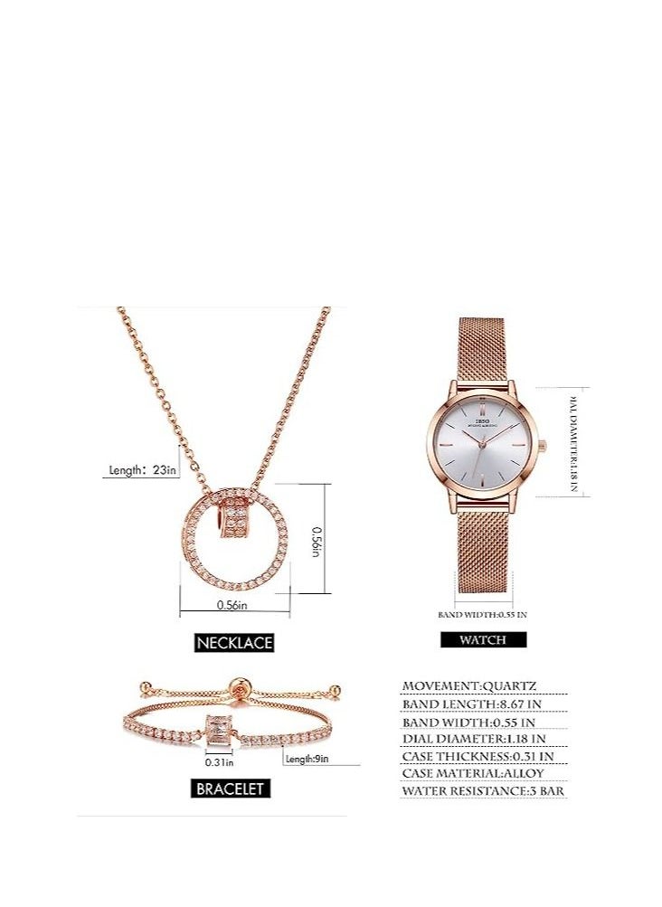 IBSO Watches Sets Gifts for Women Mom Wife Quartz Wrist Necklace Bracelet  - Image 4
