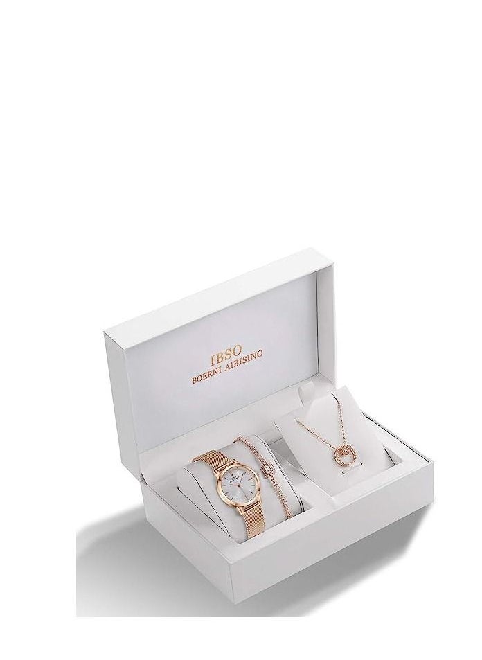 IBSO Watches Sets Gifts for Women Mom Wife Quartz Wrist Necklace Bracelet  - Image 2