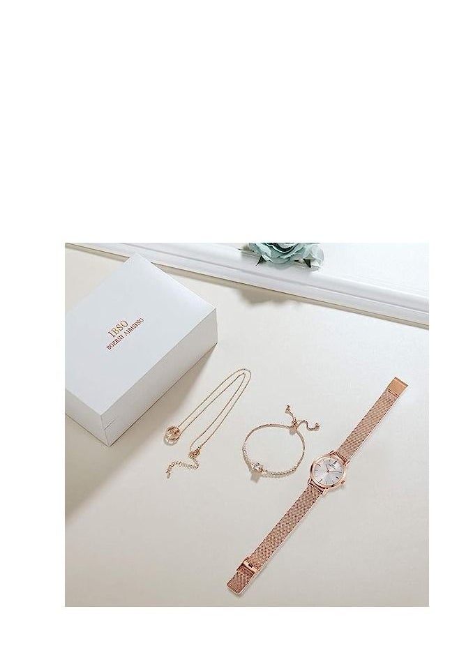 IBSO Watches Sets Gifts for Women Mom Wife Quartz Wrist Necklace Bracelet  - Image 3