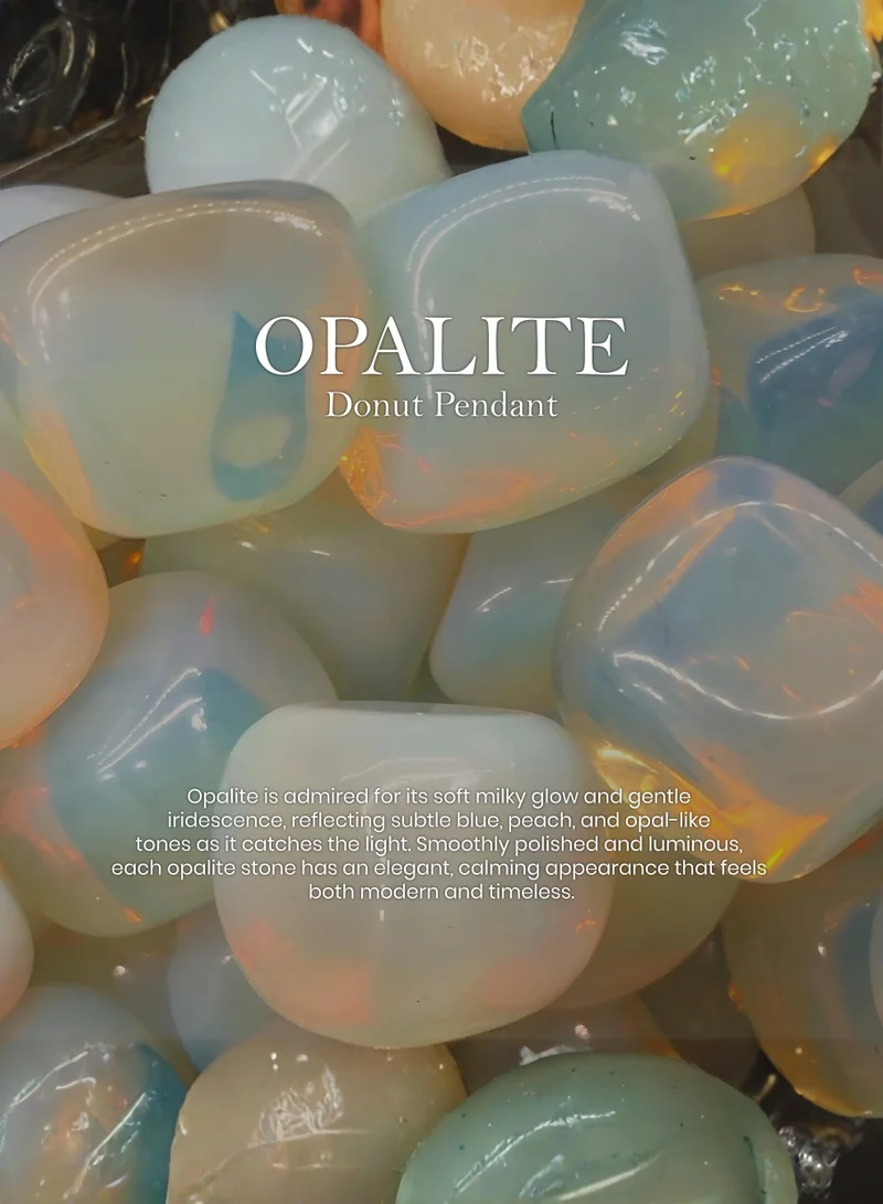 British Fossils Donut Pendant 6Mm Opalite Necklace
