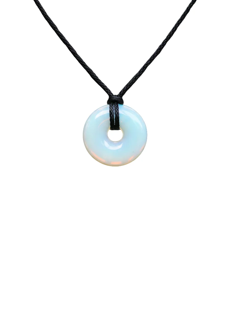 British Fossils Donut Pendant 6Mm Opalite Necklace