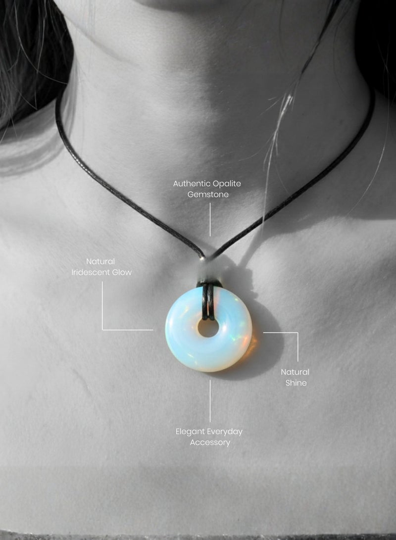 British Fossils Donut Pendant 6Mm Opalite Necklace - Image 3
