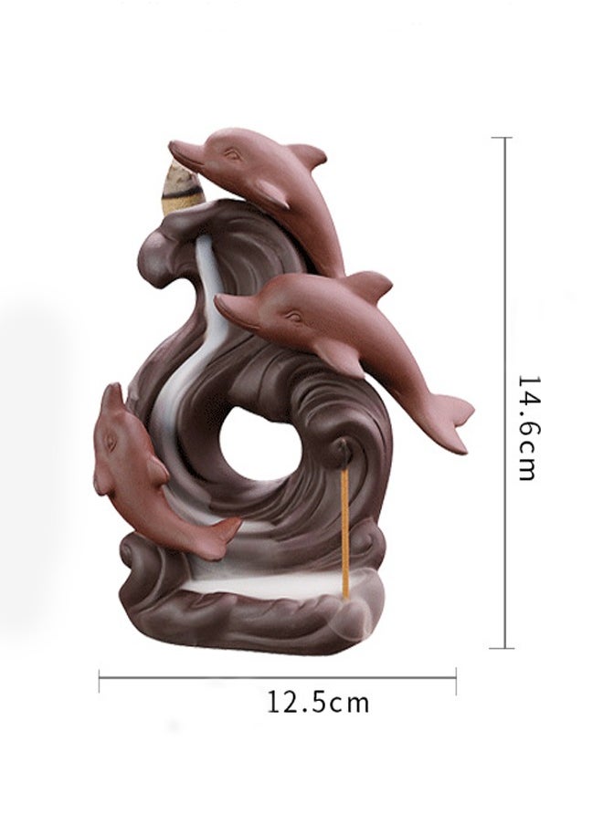 Purple sand to flow incense burner craft gift ornaments Dolphin reflux aromatherapy burner to create an immersive relaxation scene