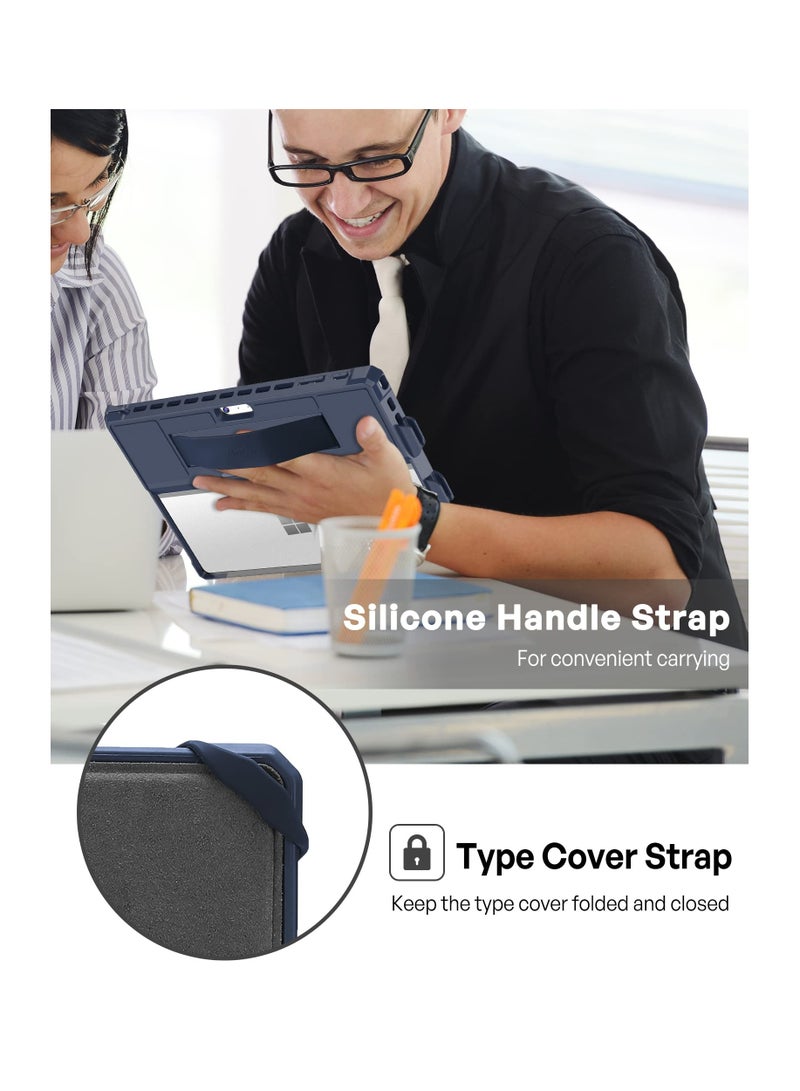 برو كيسيز حافظة لجهاز مايكروسوفت سيرفس برو 7 مقاس 12.3 بوصة، غطاء حماية متين مع حامل قلم رصاص وحزام يد متوافق مع غطاء لوحة المفاتيح باللون الأزرق الداكن - Image 3