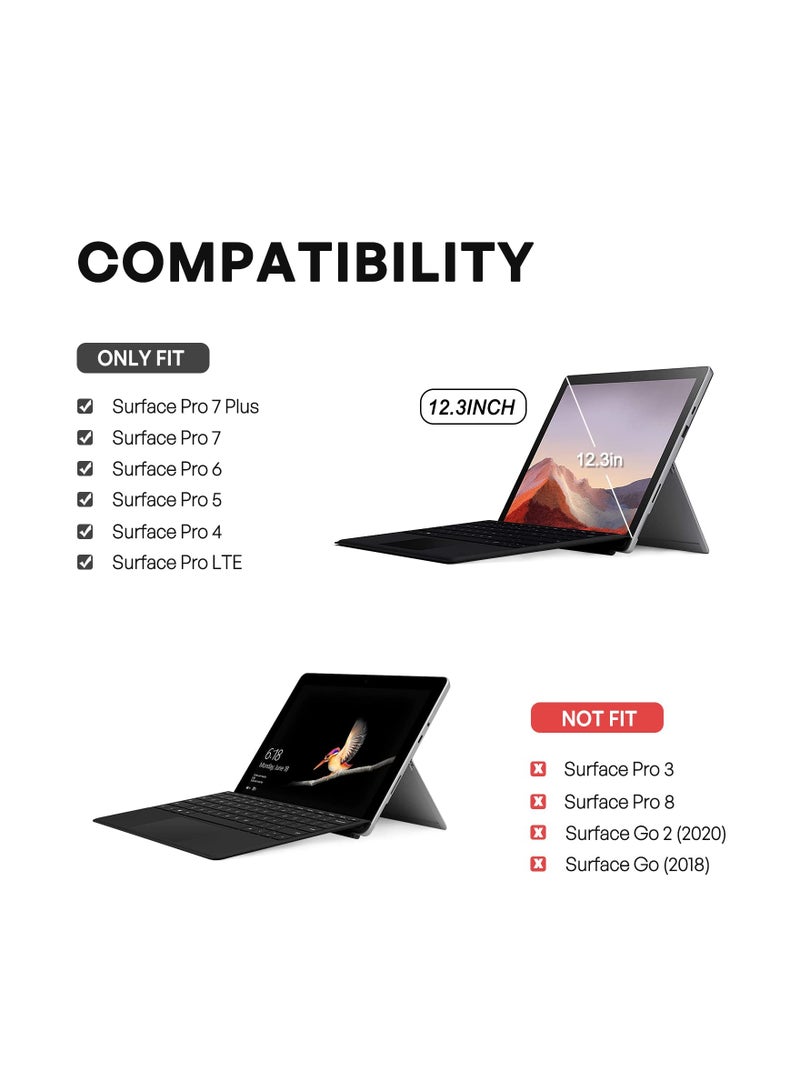 برو كيسيز حافظة لجهاز مايكروسوفت سيرفس برو 7 مقاس 12.3 بوصة، غطاء حماية متين مع حامل قلم رصاص وحزام يد متوافق مع غطاء لوحة المفاتيح باللون الأزرق الداكن - Image 2