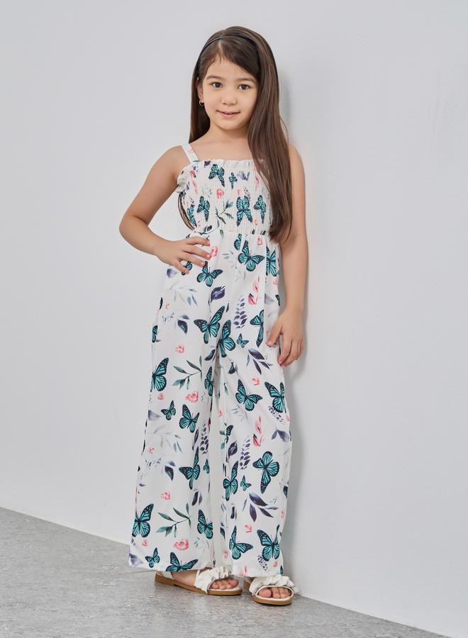 Take Two White Butterfly Print Cami Wide Leg Jumpsuit - Image 1