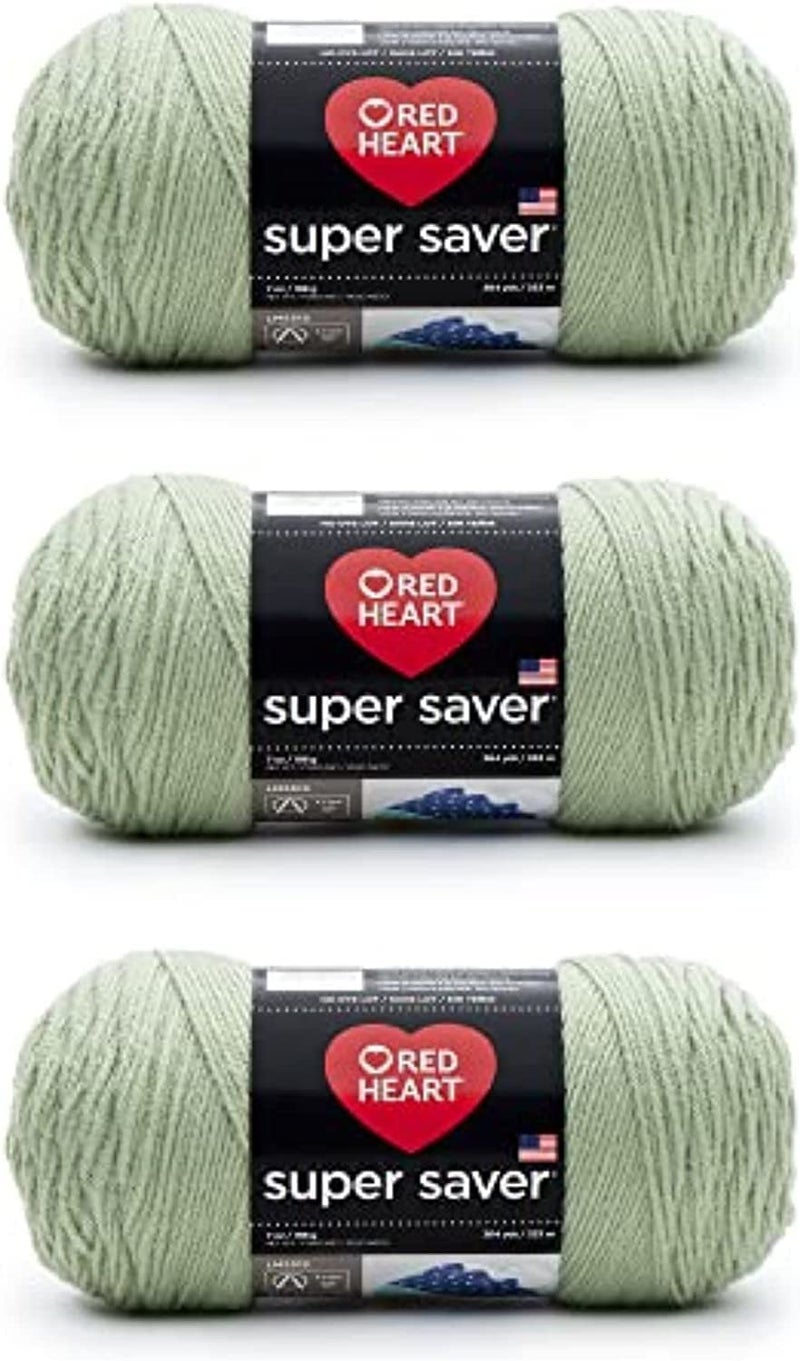 Red Heart Super Saver Frosty Green Yarn - 3 Pack of 198g/7oz - Acrylic - 4 Medium (Worsted) - 364 Yards - Knitting/Crochet - Image 1