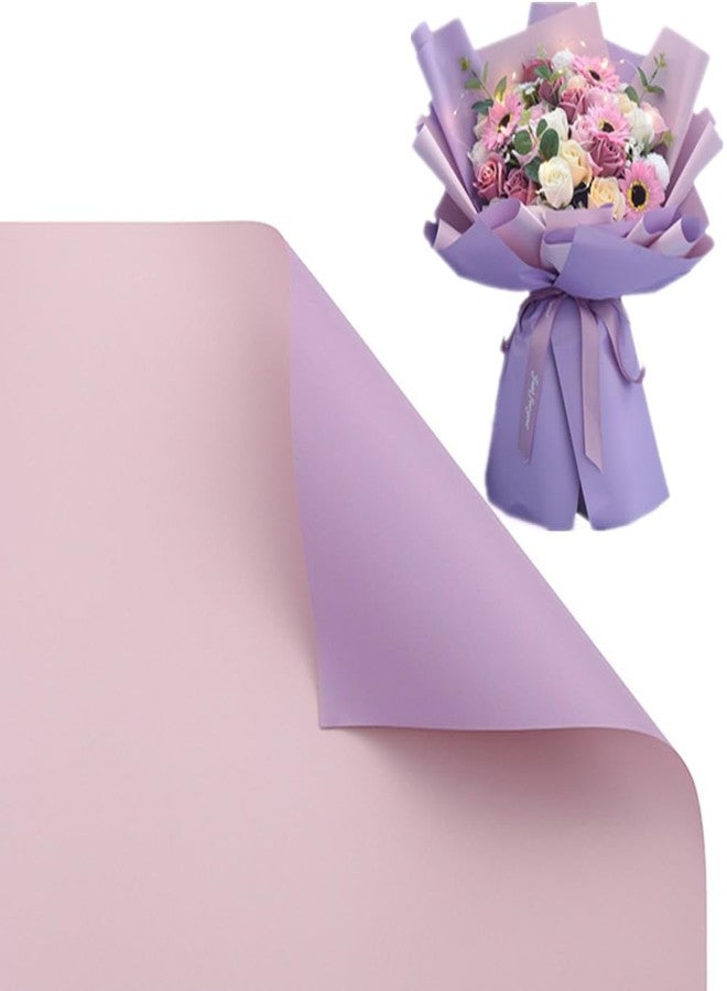 NatureMan 20 Sheets Double-Sided Colors Flower Wrapping Paper,Waterproof Valentine's Day Bouquet Wrapping Paper 22.8x22.8Inch Used for Gift Packaging, Flower Shop Bouquet Packaging (purple+Light pink - Image 1