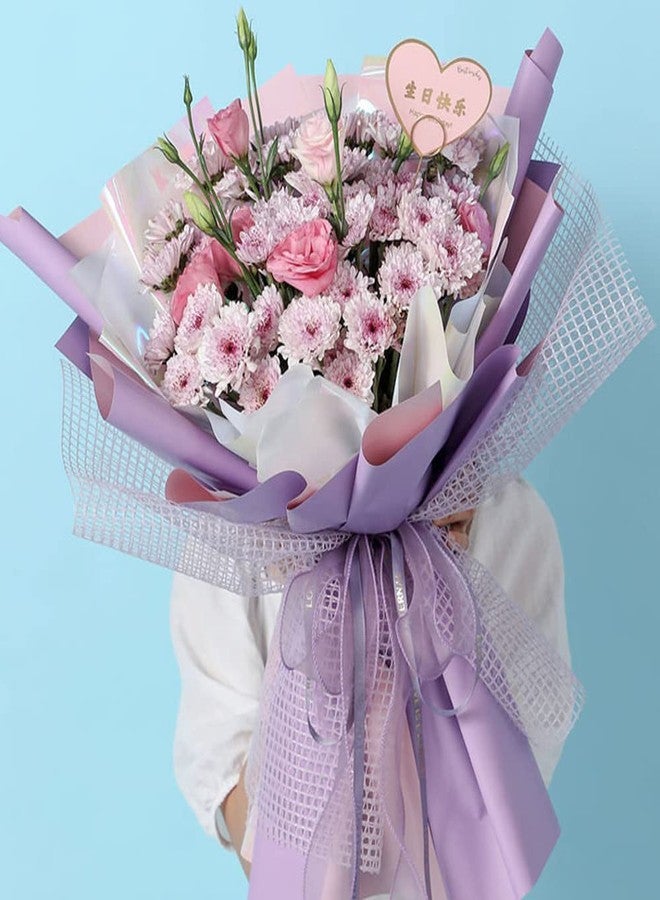 NatureMan 20 Sheets Double-Sided Colors Flower Wrapping Paper,Waterproof Valentine's Day Bouquet Wrapping Paper 22.8x22.8Inch Used for Gift Packaging, Flower Shop Bouquet Packaging (purple+Light pink - Image 5
