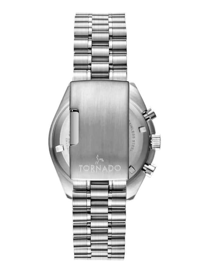 تورنيدو ساعة كرونوغراف رجالي تورنادو كوزميك كرونو - بسوار من الفولاذ المقاوم للصدأ عالي الجودة بتصميم مقوس من خمس حلقات مصقولة ومفرشكة فضي - Image 2