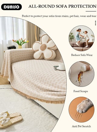 Couch Cover,Weave Sofa Cover for 3 Cushion Couch,Sectional Couch Covers Sofa Chair Slipcover for Home or Workplace Weave Sofa Towel Cover Tablecloth Carpet Throw Blanket For Bed 130*180cm - view 2