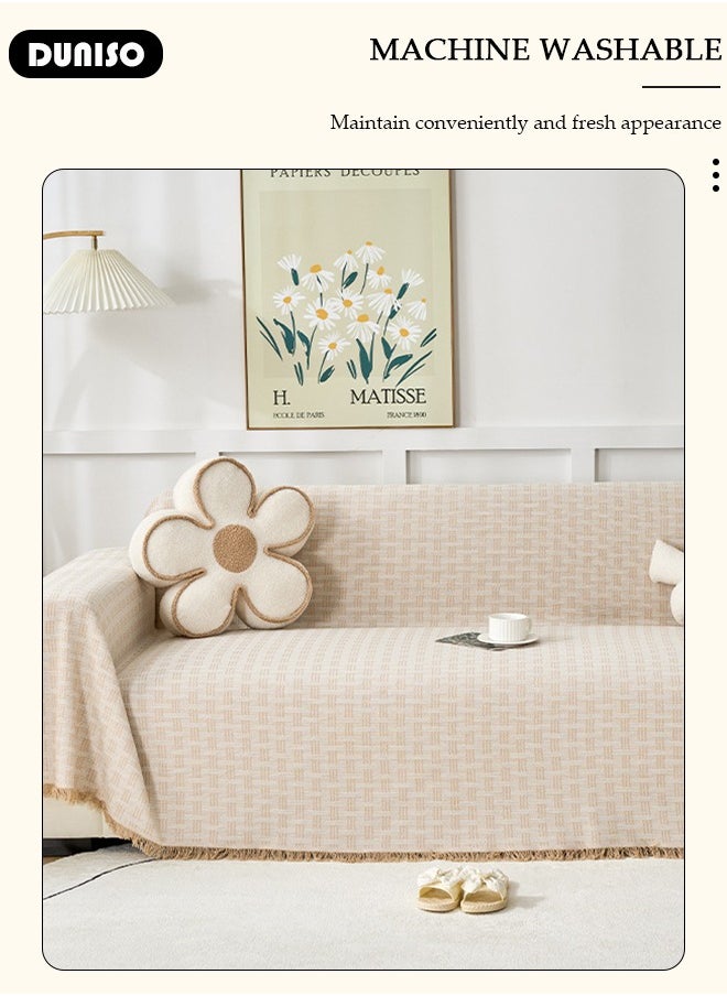 DUNISO - Couch Cover,Weave Sofa Cover for 3 Cushion Couch,Sectional Couch Covers Sofa Chair Slipcover for Home or Workplace Weave Sofa Towel Cover Tablecloth Carpet Throw Blanket For Bed 130*180cm - Image 1