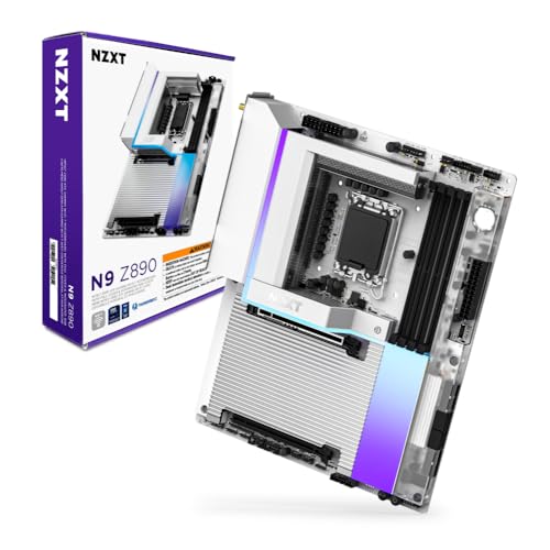 NZXT N9 Z890 Intel Z890 LGA 1851 ATX Gaming Motherboard for Core Ultra Series 2 2011 DDR5 5X M2 PCIe 50 WiFi 7 5GbE Thunderbolt 4 RGB FullMetal Cover White PCB - Image 1