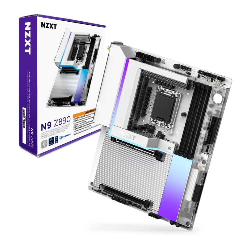 NZXT N9 Z890 Intel Z890 LGA 1851 ATX Gaming Motherboard for Core Ultra Series 2 2011 DDR5 5X M2 PCIe 50 WiFi 7 5GbE Thunderbolt 4 RGB FullMetal Cover White PCB - Image 2