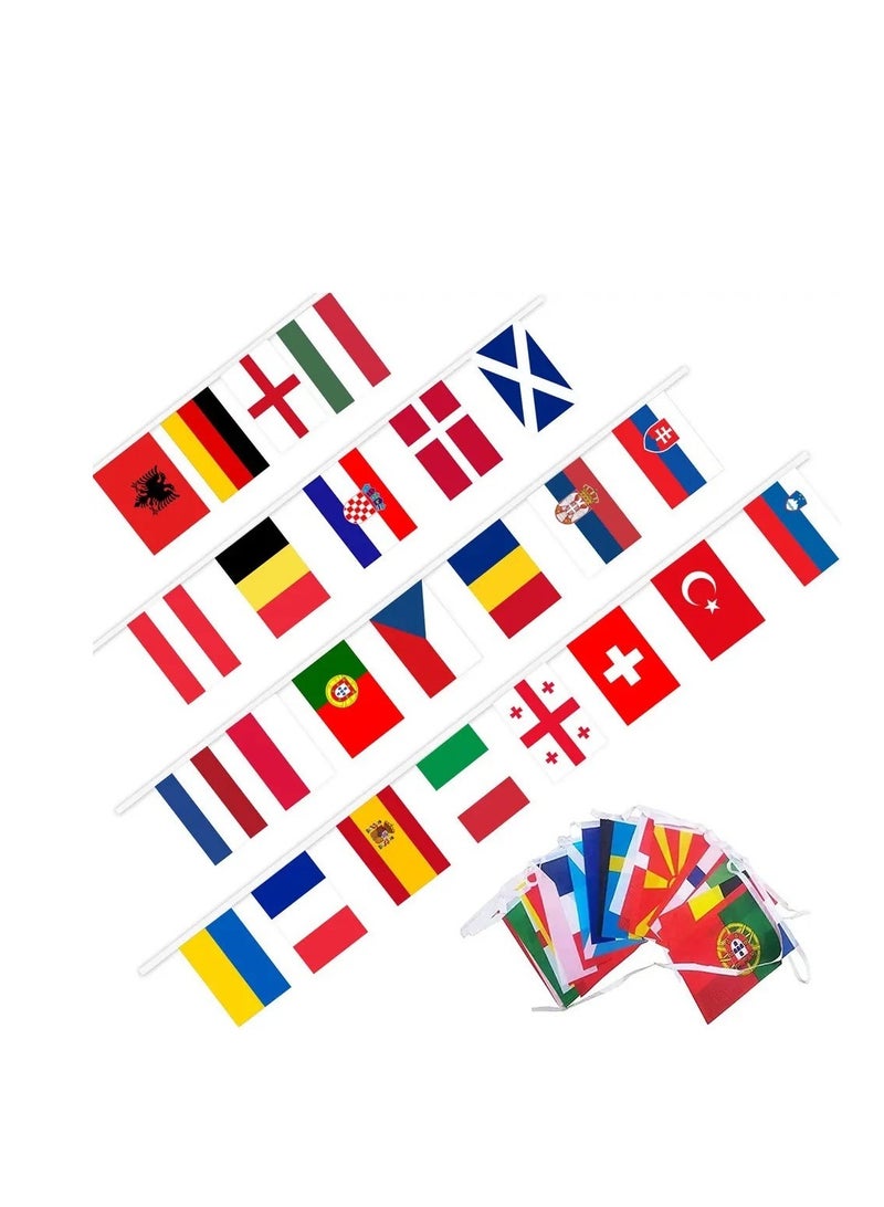 Generic 2024 Euro Cup Flags Bunting Flags Football Flag, 21*14 X 24 Countries - 8 meters long string - European Cup Soccer String Pennant, Banner, Garden & Bar Decor, Football Celebration Euro 2024  - Image 2