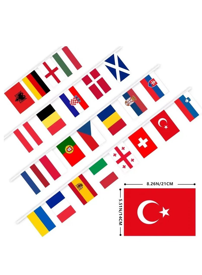 Generic 2024 Euro Cup Flags Bunting Flags Football Flag, 21*14 X 24 Countries - 8 meters long string - European Cup Soccer String Pennant, Banner, Garden & Bar Decor, Football Celebration Euro 2024  - Image 3