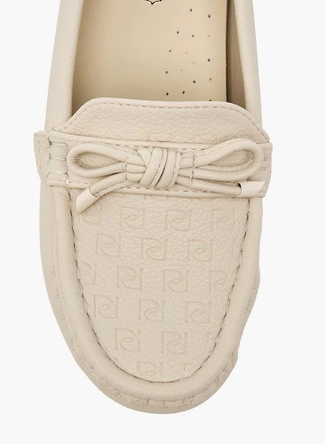 Paprika IVORY Monogram Embossed Slip-On Comfort Loafers for Women | Best Price UAE