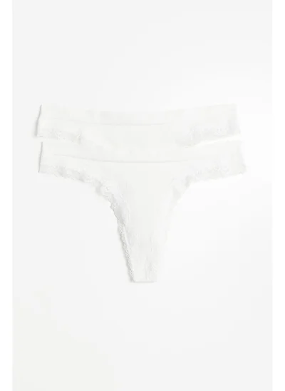 H&M 2-pack Seamless Lace-trimmed thong briefs