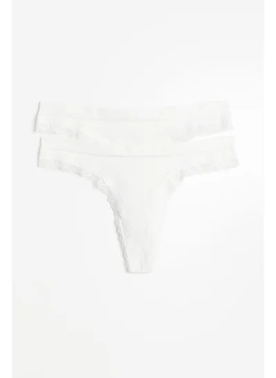 H&M 2-pack Seamless Lace-trimmed thong briefs