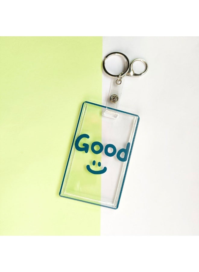 NIBEMINENT 1 - Piece Smiling Face Kpop Photo Card Holder Pendant Key Chain ID Badge Holder ID Card Holder Photo Card Protector for School ID Office ID Access Card for Women Girls