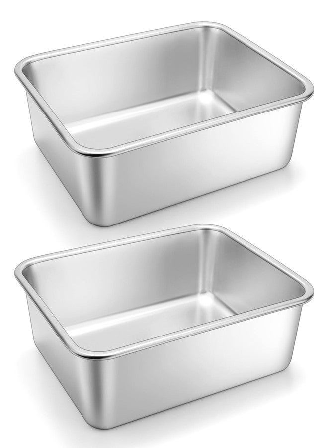 Homikit 2 Pack Lasagna Pan 3 Inch Deep, 9x13 Stainless Steel Large Baking Dish Tray for Oven, Thick Metal Roasting Pan for Casserole Brownie Turkey, Rustproof & Heavy, Freezer & Dishwasher Safe - Image 1
